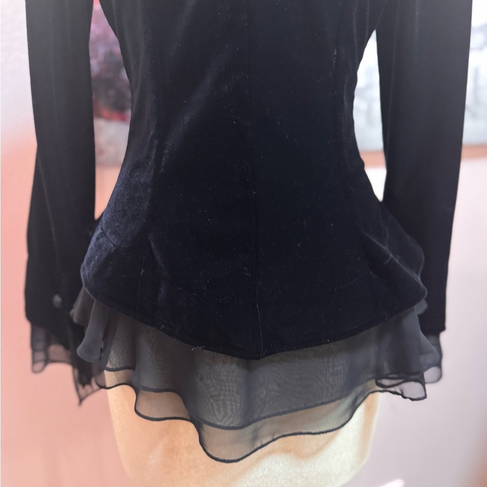 Tadashi Shoji Black Velvet Fitted Blazer - Picture 6 of 8